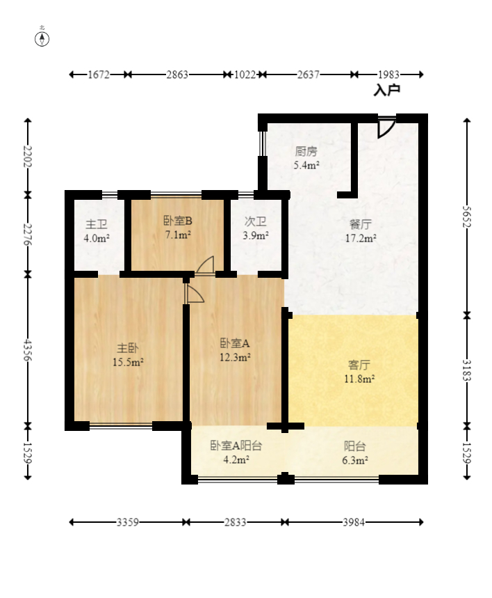 建投象山國際  3室2廳2衛(wèi)    116.0萬室內(nèi)圖1