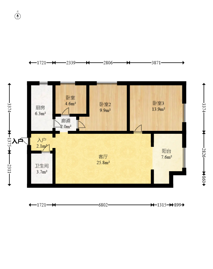 麓谷小镇  3室2厅1卫   49.90万 麓谷小镇  3室2厅1卫   49.90万户型图