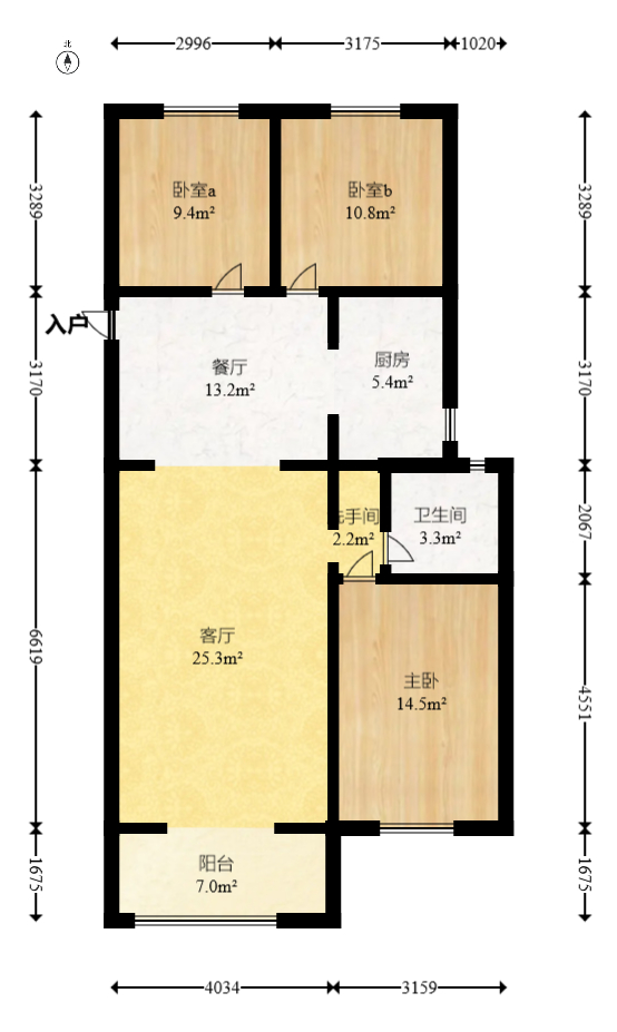 澳海澜庭 3室2厅1卫 65.0万 澳海澜庭 3室2厅1卫 65.0万户型图