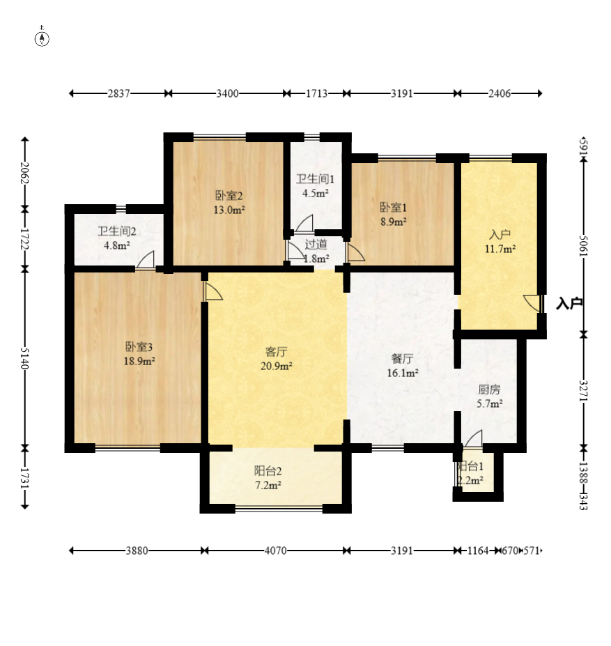 时代倾城三期  4室2厅2卫   86.00万室内图1