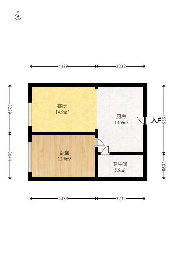 明昇壹城（明昇时代广场）三期  3室2厅2卫   60.00万室内图1