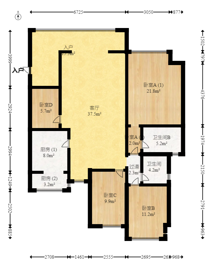 望兴景园一期  3室2厅2卫   90.00万室内图1