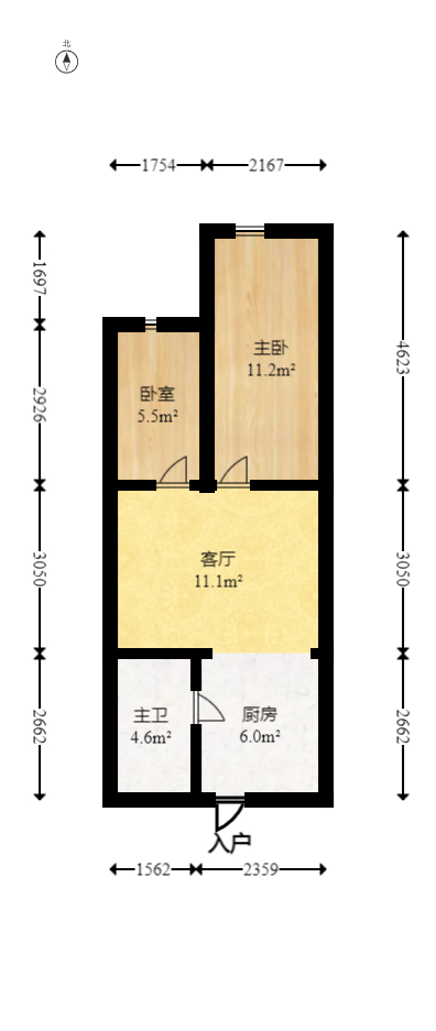 YO領域（領御大廈）  2室1廳1衛(wèi)    46.0萬室內圖1
