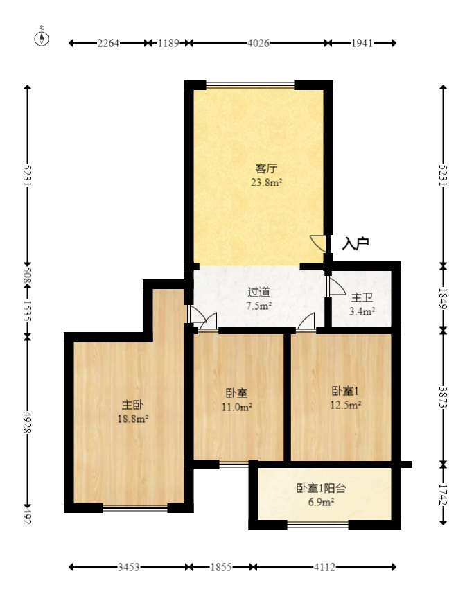 金利苑  3室2厅2卫   72.00万室内图1