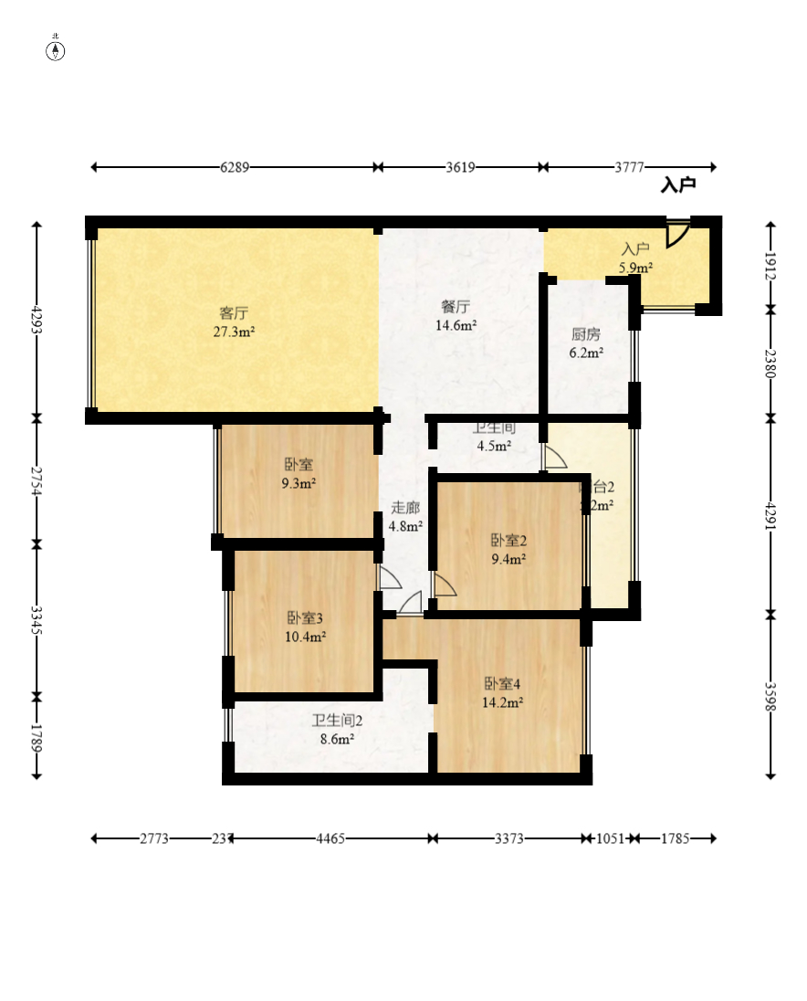 方略瀟邦  4室2廳2衛(wèi)    75.0萬室內圖1