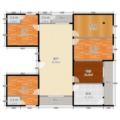 碧桂园朗州府  4室2厅1卫   2400.00元/月户型图