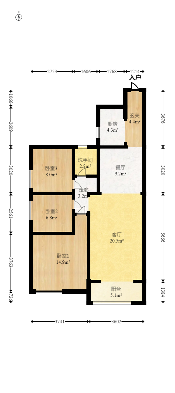南城印象  3室2厅1卫   89.00万室内图1