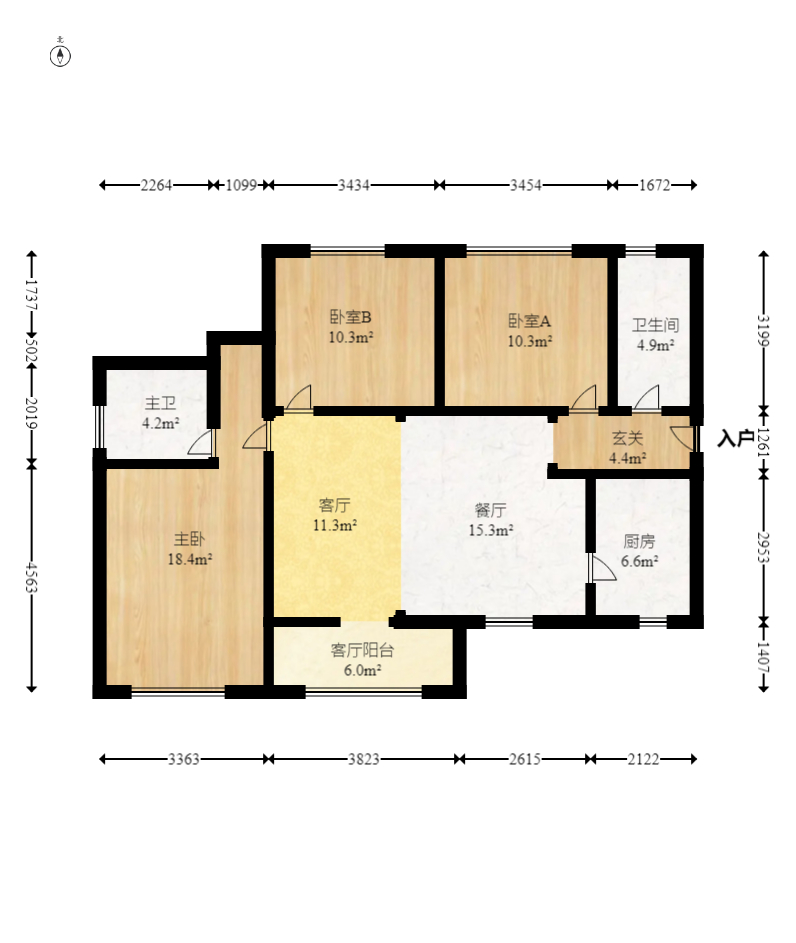 钰龙天下二期(钰龙佳园) 3室2厅2卫 258.0万 钰龙天下二期(钰龙佳园) 3室2厅2卫 258.0万户型图
