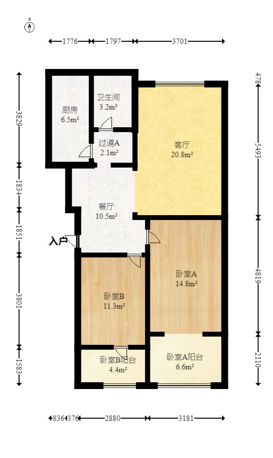 新誠小區(qū)  2室2廳1衛(wèi)    54.8萬室內(nèi)圖1