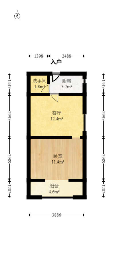 星语林名园  1室1厅1卫   30.00万室内图1