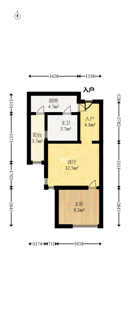青和上座（上味舫大厦）  1室1厅1卫   50.00万
