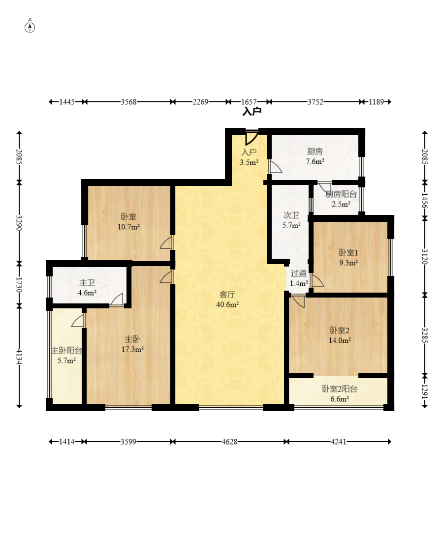 崇文阁（省教育厅宿舍）  4室2厅2卫   155.00万室内图1