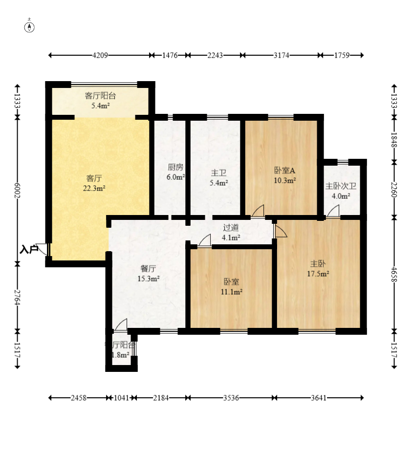 时代星城 3室2厅1卫 68.0万 时代星城 3室2厅1卫 68.0万户型图