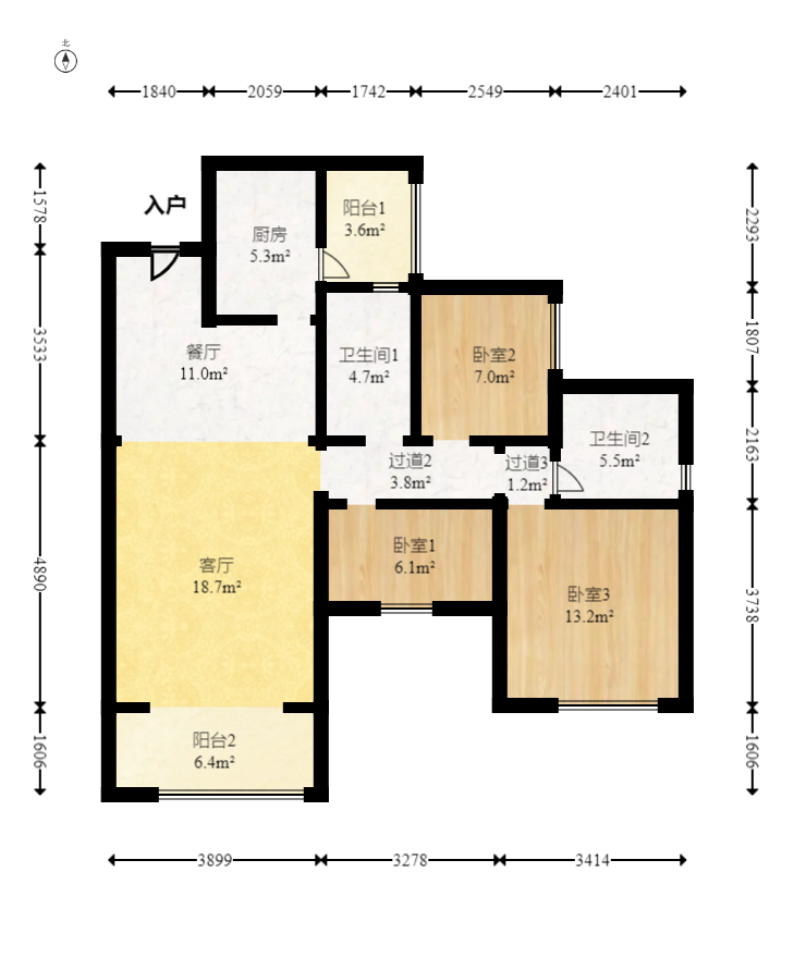 勤诚达境界城 3室2厅2卫 95.0万 勤诚达境界城 3室2厅2卫 95.0万户型图