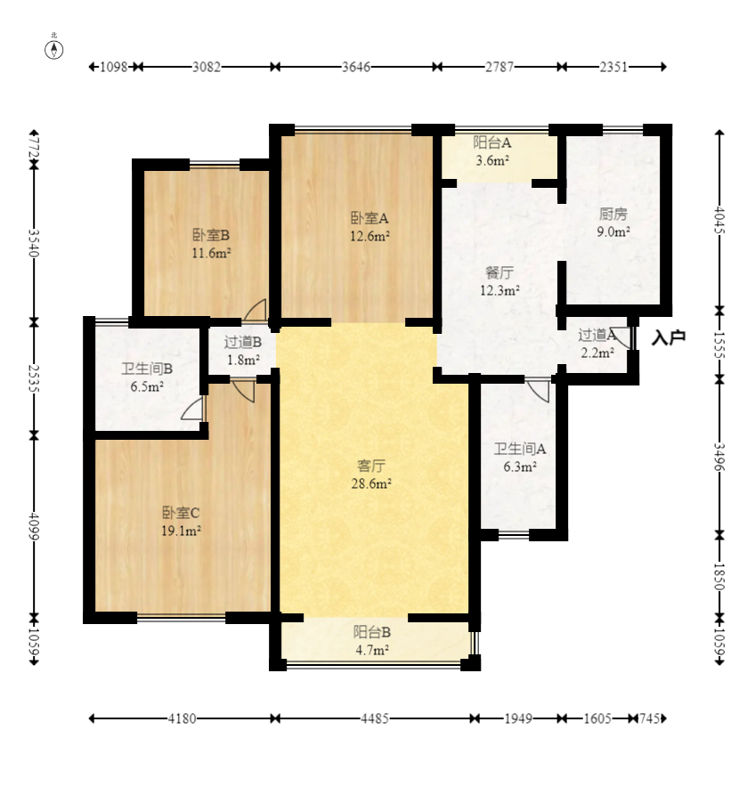 凯富漫城  3室21厅2卫    65.6万室内图1