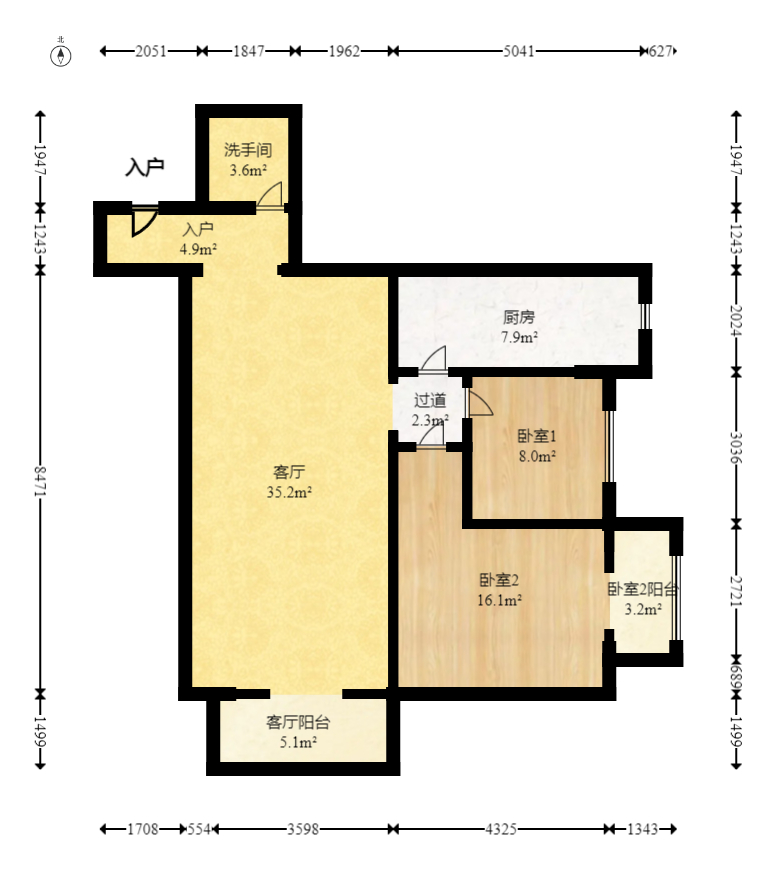 芙蓉公馆  2室2厅1卫   100.00万室内图1
