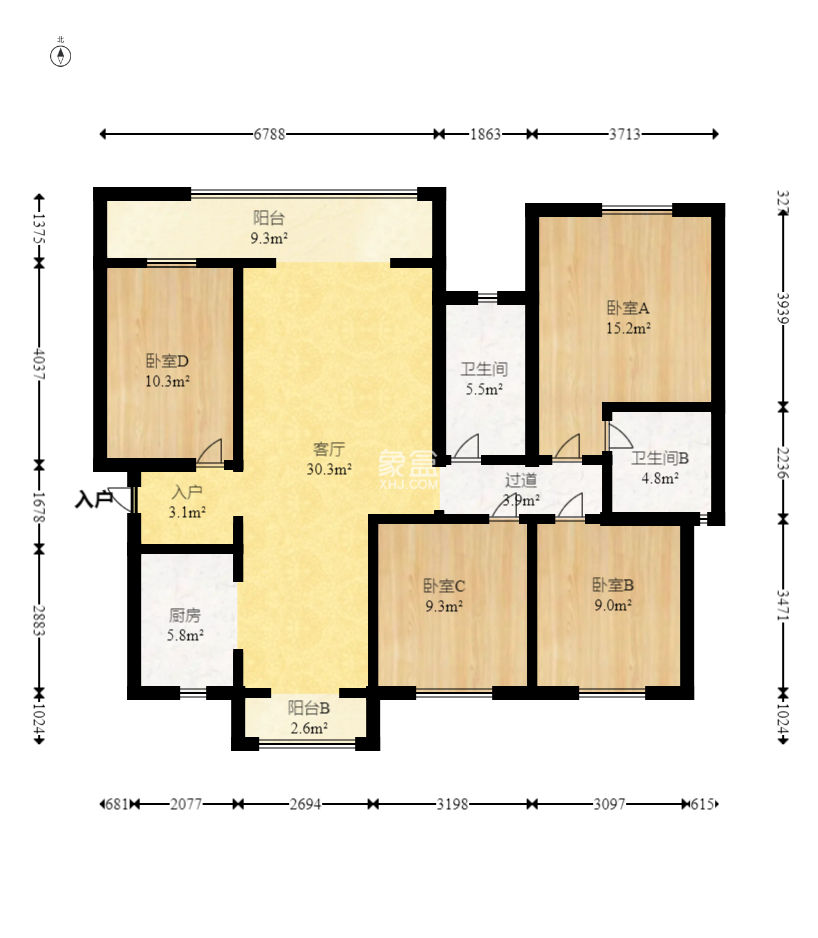 中建梅溪湖中心  4室2厅2卫   220.00万