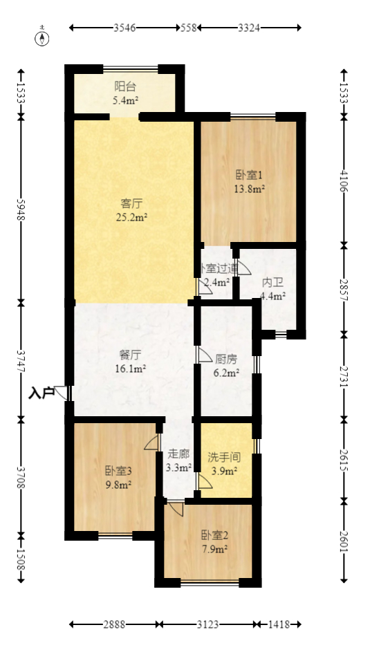 阳光城尚东湾青柠园  3室2厅2卫   116.00万室内图1