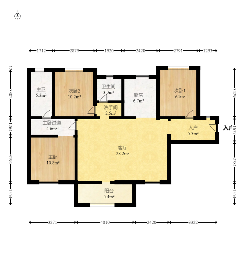 新城悦隽 3室2厅2卫 88.5万 新城悦隽 3室2厅2卫 88.5万户型图