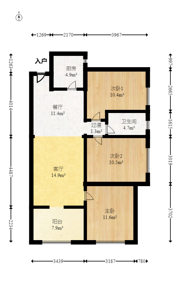 方略城市广场  3室2厅1卫    86.8万 方略城市广场  3室2厅1卫    86.8万户型图