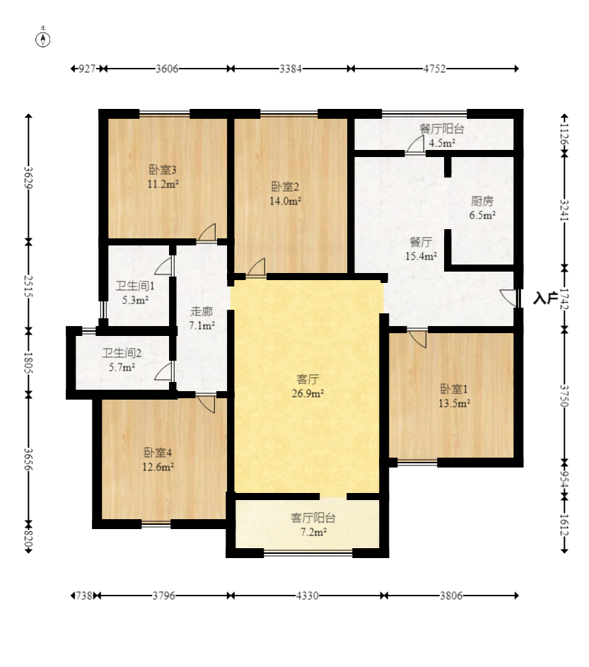 鑫远翡丽郡(鑫远翡丽雅苑) 4室2厅2卫 185.0万 鑫远翡丽郡(鑫远翡丽雅苑) 4室2厅2卫 185.0万户型图