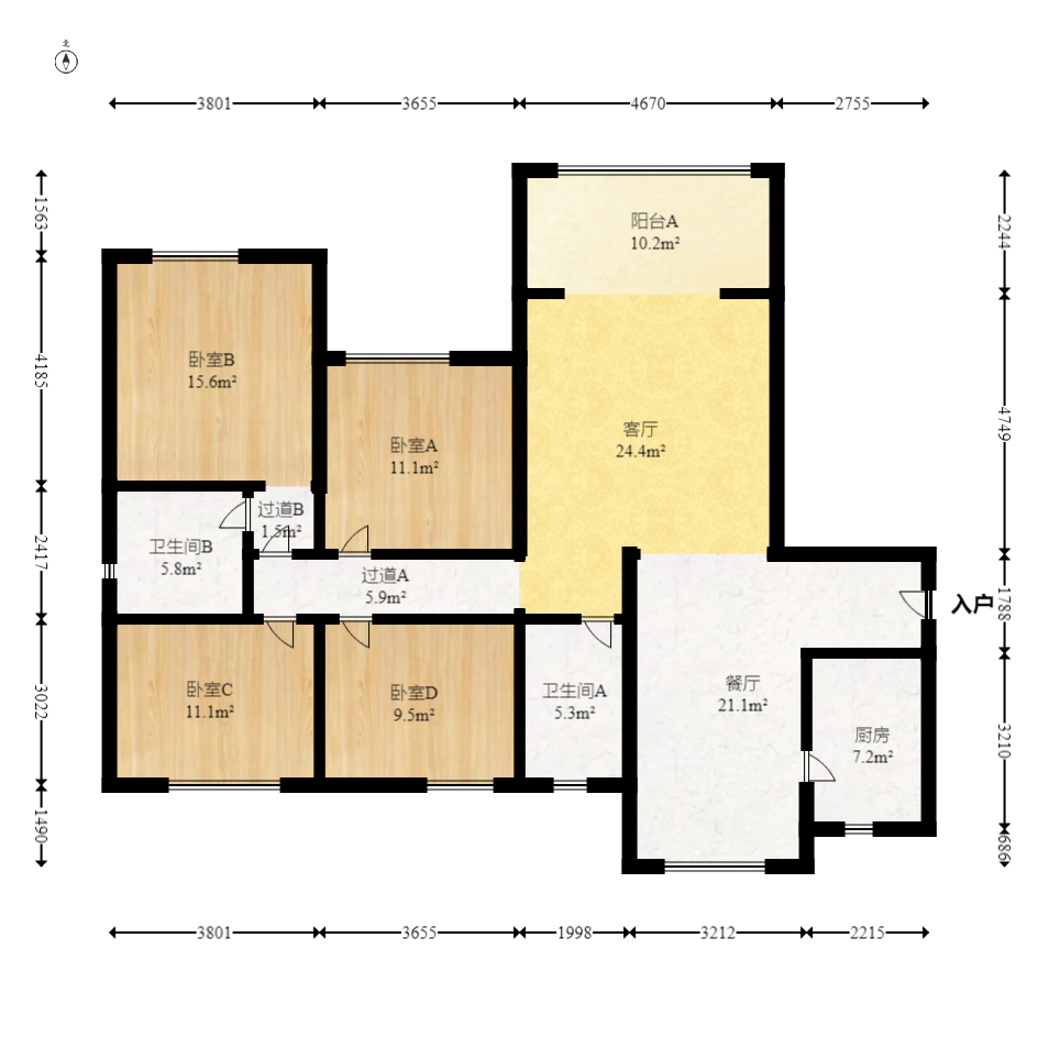 中建嘉和城  4室2厅2卫    158.0万室内图1