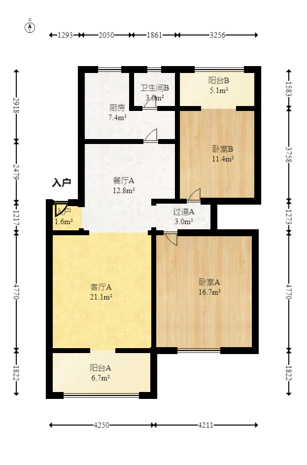 景环小区  2室2厅1卫   48.00万室内图1