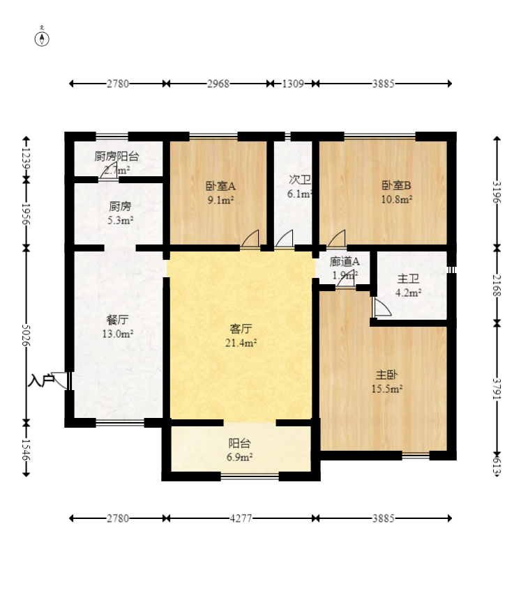 江山帝景哈佛  3室2厅2卫   120.00万室内图1