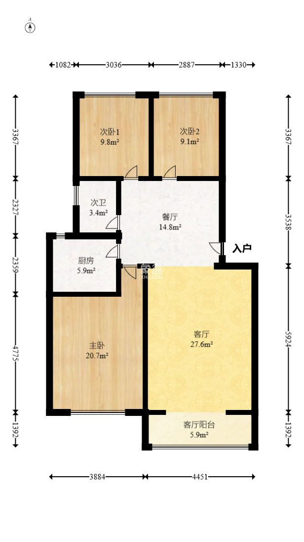 枫林美景  3室2厅1卫   104.60万