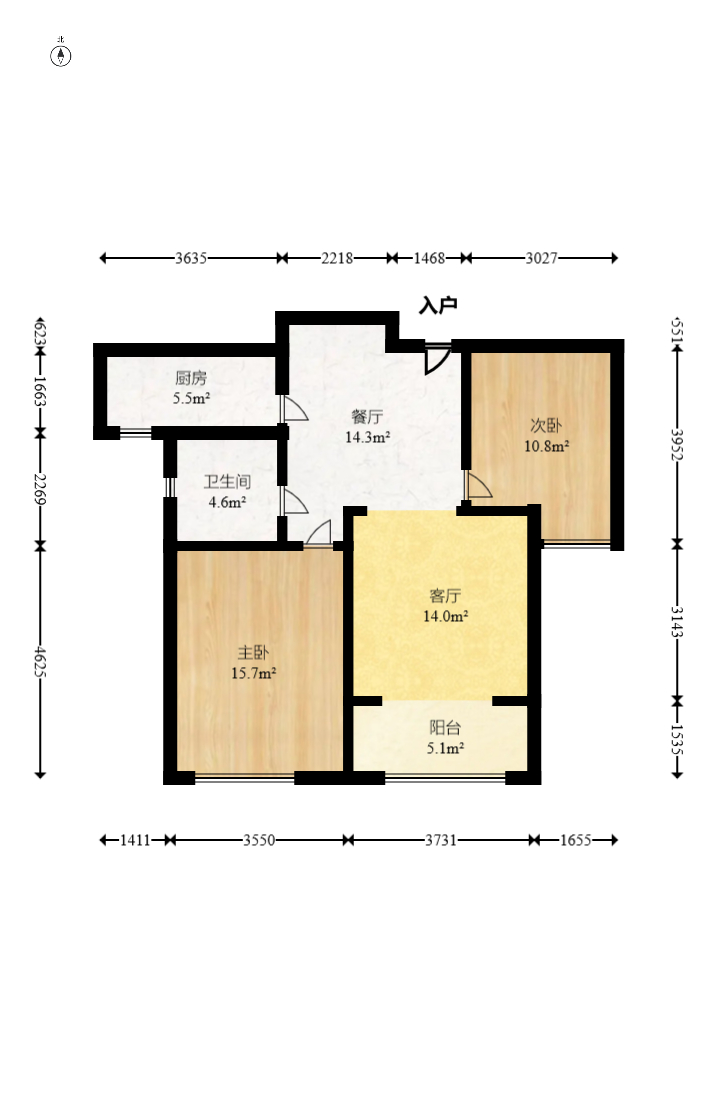 新城国际花都 2室2厅1卫 64.8万 新城国际花都 2室2厅1卫 64.8万户型图