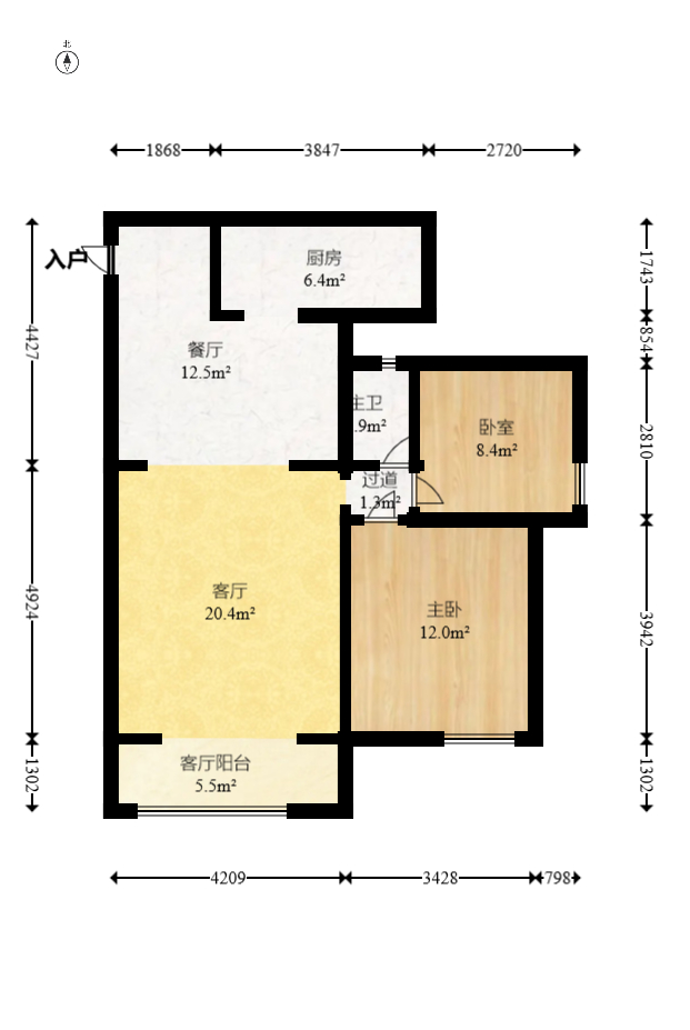 蓝山郡  2室2厅1卫   61.50万室内图1