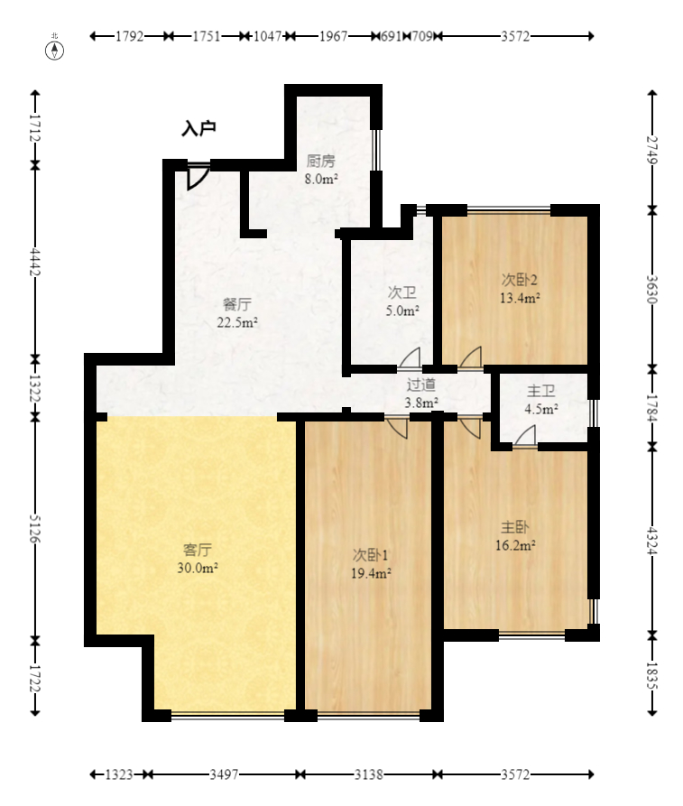 森宇佳園  3室2廳2衛(wèi)    109.0萬室內(nèi)圖1