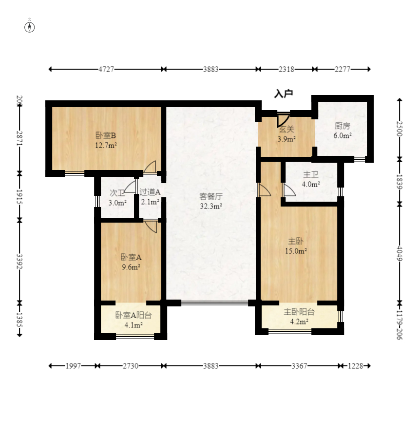 八方小区B区 3室2厅2卫 350.0万 八方小区B区 3室2厅2卫 350.0万户型图