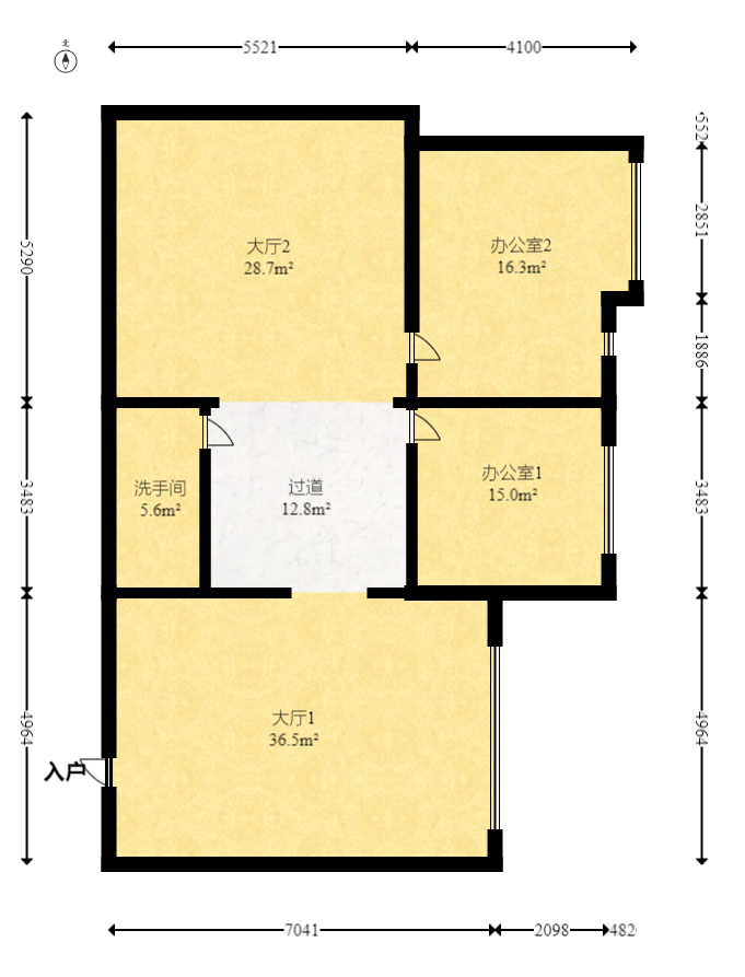 华翼府  3室2厅1卫   66.00万室内图1
