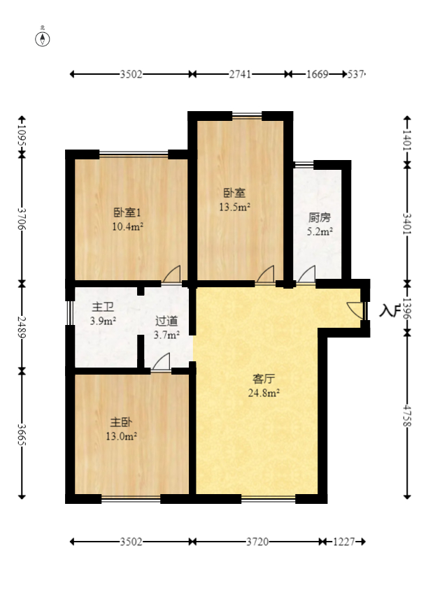 荣盛花语城 3室2厅1卫 62.8万 荣盛花语城 3室2厅1卫 62.8万户型图