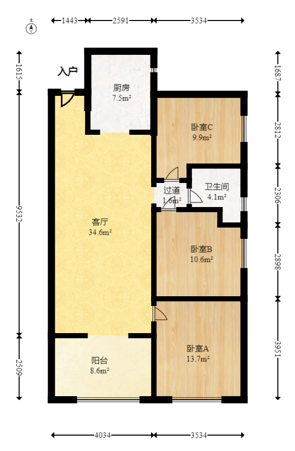 万科里梅溪郡  3室2厅1卫    208.0万室内图1