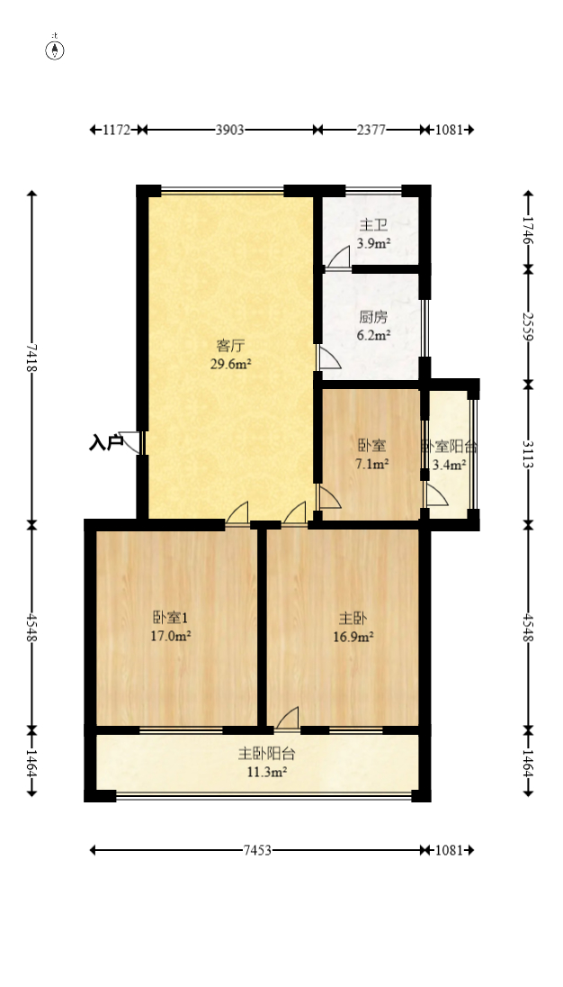 活元桥小区  3室2厅1卫   88.40万室内图1