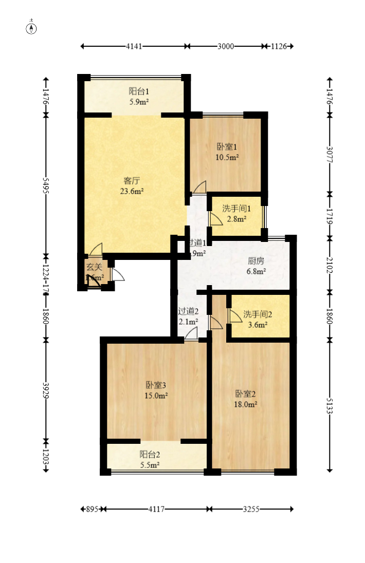 德馨园 5室2厅1卫 61.8万 德馨园 5室2厅1卫 61.8万户型图