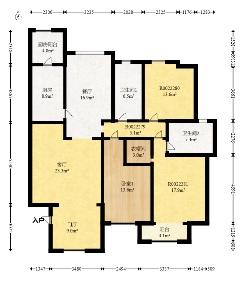 奥林匹克花园 3室2厅2卫 152.8万 奥林匹克花园 3室2厅2卫 152.8万户型图