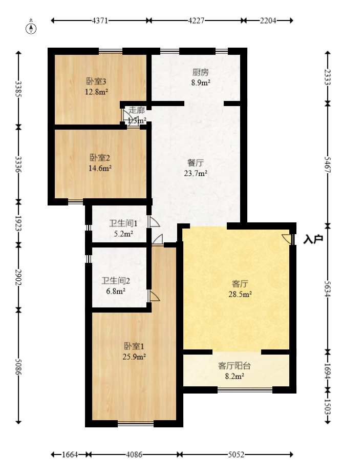 克拉美丽山庄（晟领国际）  3室2厅2卫   130.00万室内图1