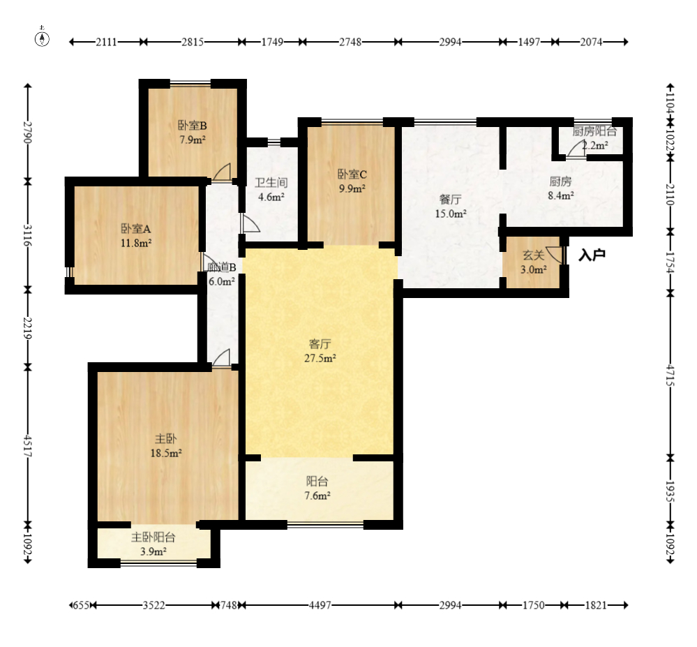 中海国际二期 4室2厅2卫 99.8万 中海国际二期 4室2厅2卫 99.8万户型图