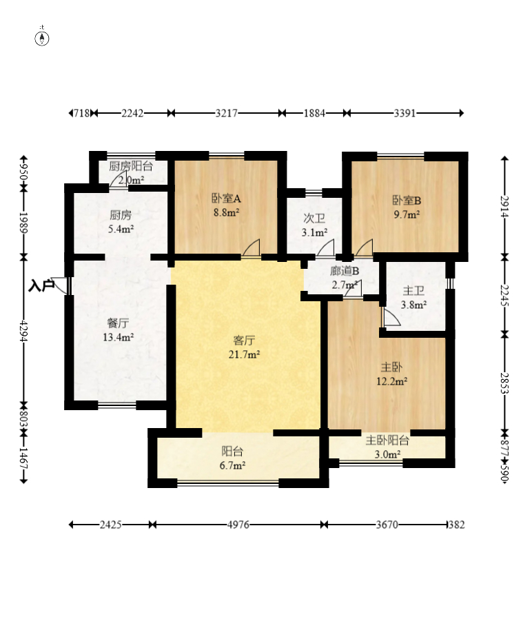 江山帝景哈佛 3室2厅2卫 100.0万 江山帝景哈佛 3室2厅2卫 100.0万户型图
