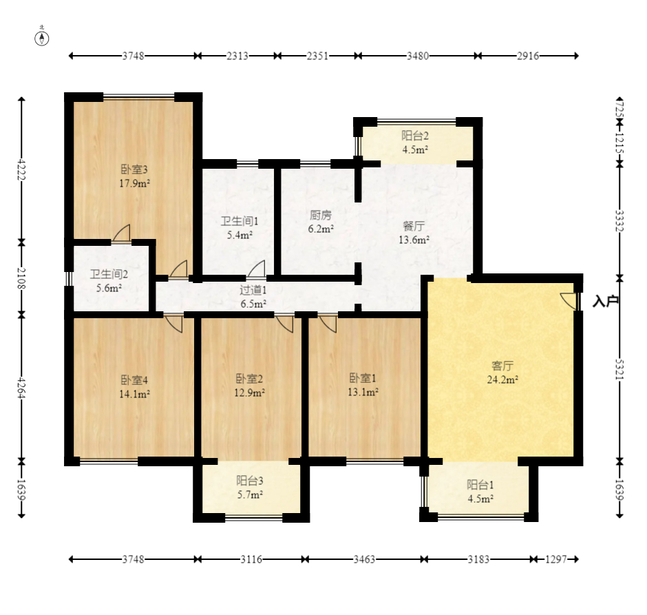 长高圆梦佳苑  4室2厅2卫    114.0万 长高圆梦佳苑  4室2厅2卫    114.0万户型图
