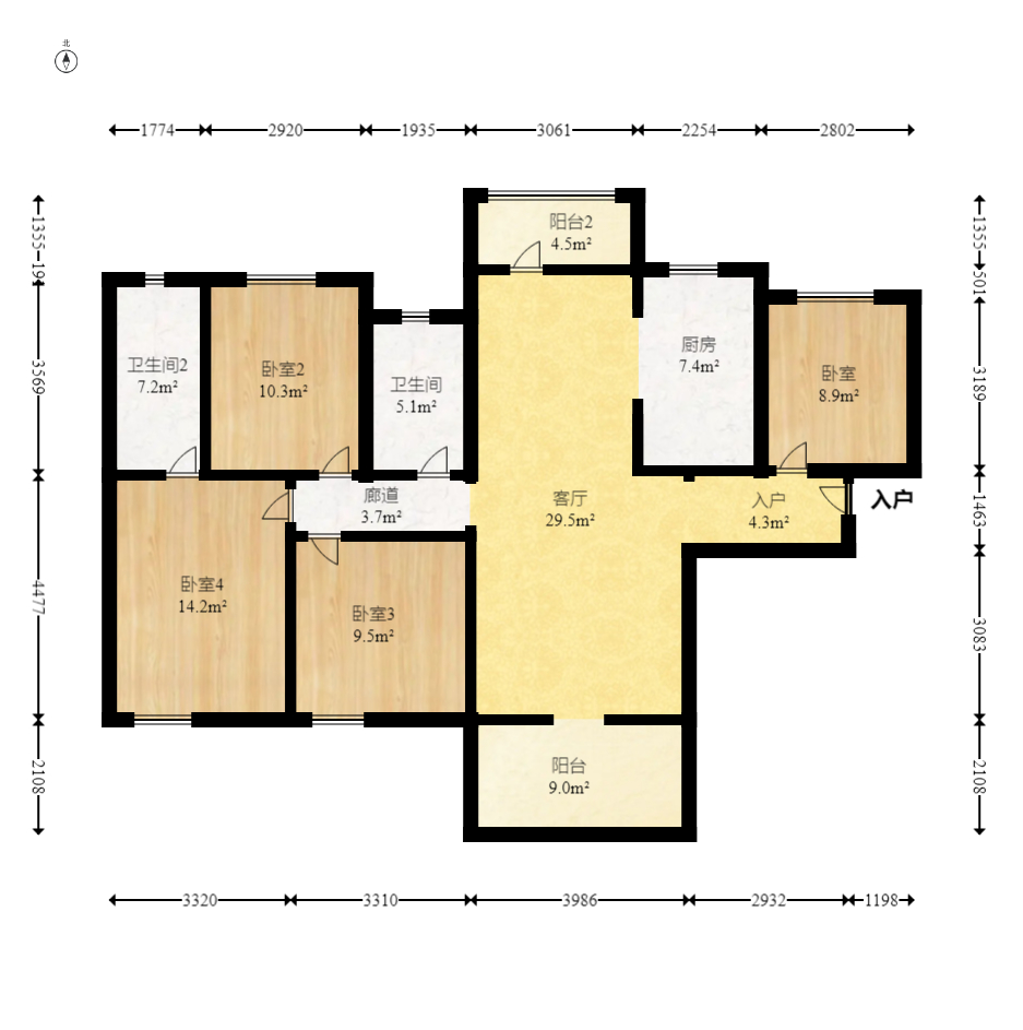 长房云时代  4室2厅2卫   137.00万室内图1