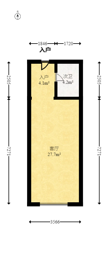 万润时光里  1室1厅1卫   36.80万室内图1