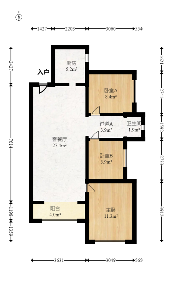 胜家雅苑  3室2厅1卫   123.00万室内图1
