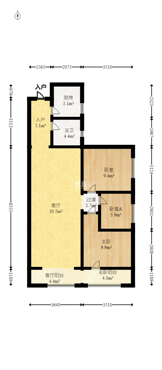 金科时代中心  3室2厅1卫   75.00万