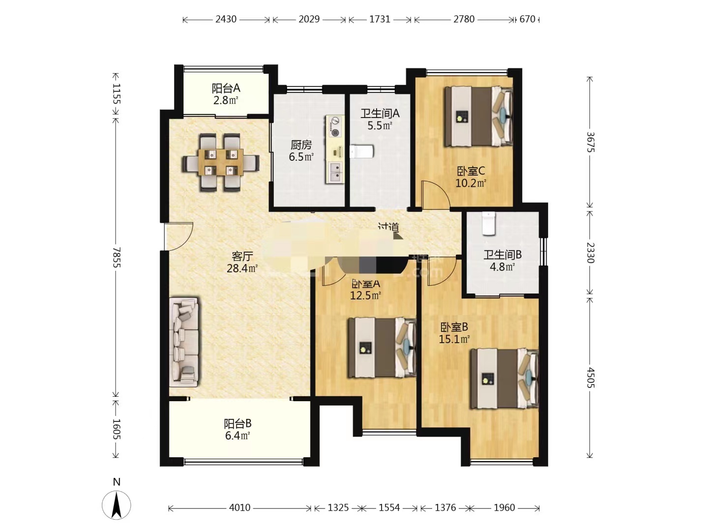 金色荷塘 3室2厅2卫 53.8万 金色荷塘 3室2厅2卫 53.8万室内图