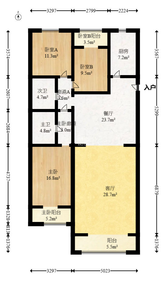 阳光100二期  3室2厅1卫   110.00万