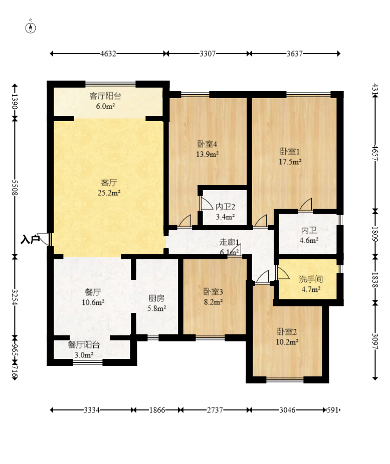 明昇壹城(明昇时代广场)一期  4室2厅2卫    235.0万 明昇壹城(明昇时代广场)一期  4室2厅2卫    235.0万户型图